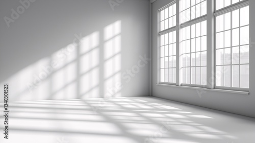 Modern Minimalism: Sunlit Spacious Interior Design with Natural Light and Bright White Walls