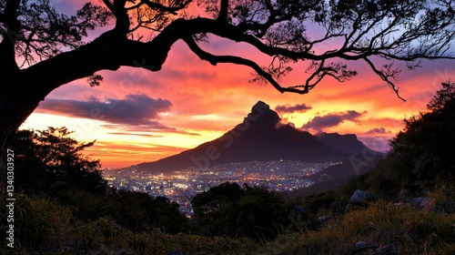 Stunning sunset over table mountain cape town landscape photography natural environment scenic view beauty of nature