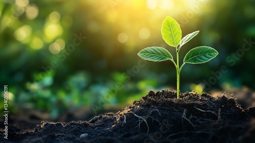 Eco-Friendly Green Seedling in Soil: A Symbol of Sustainability and New Growth in Organic Nature