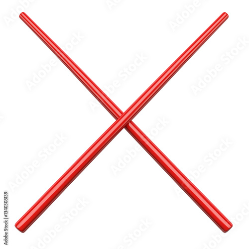 Asian Cuisine Chopsticks: Red Chopstick Symbol in Traditional Dining Settings | Minimalist Dining Icon Illustrating Asian Food Culture