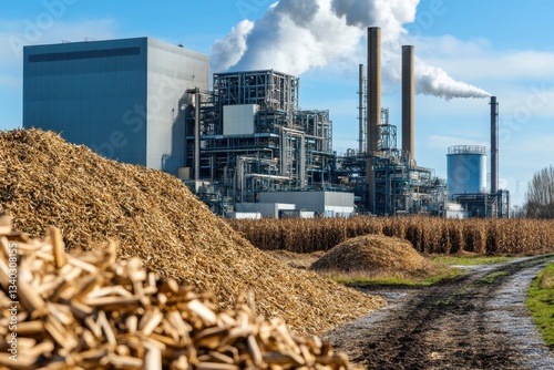 A large industrial plant with a lot of smoke coming out of it