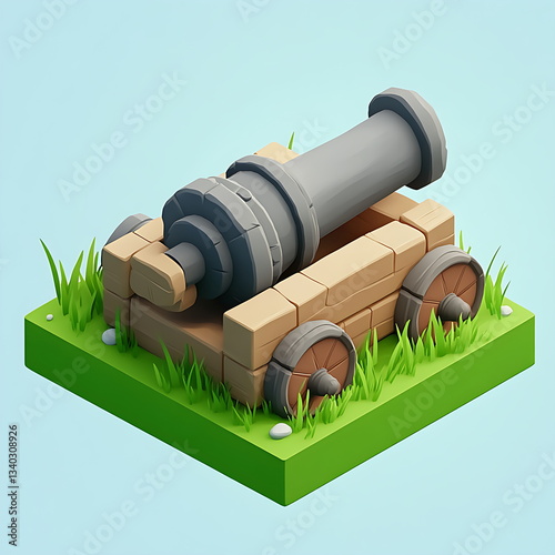 antique cannon dark background 3d render illustration