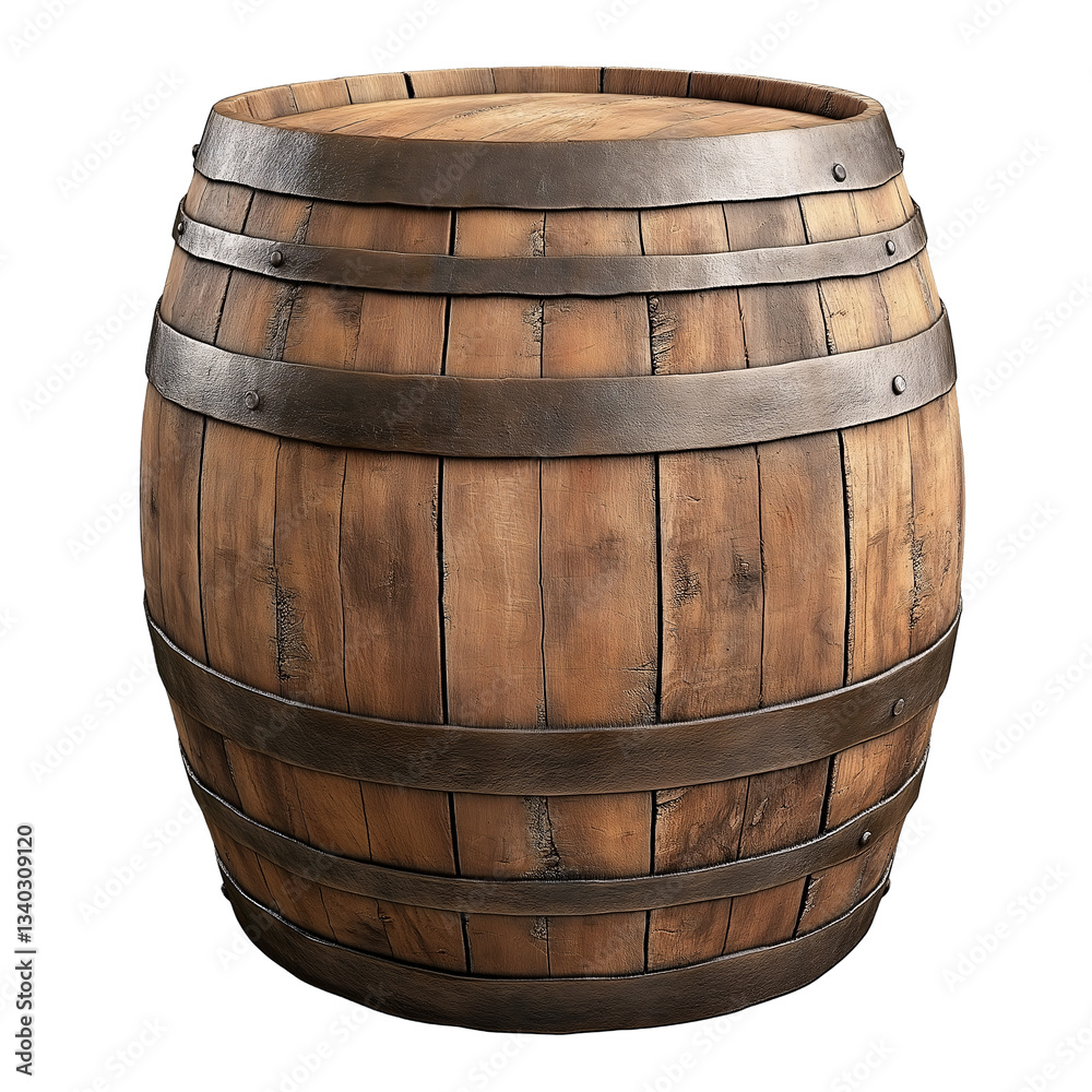 Fototapeta premium Rustic Decor: Handcrafted Oak Barrel for Wine and Beverage Storage with Vintage Style