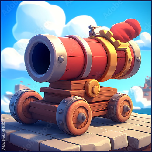 antique cannon dark background 3d render illustration