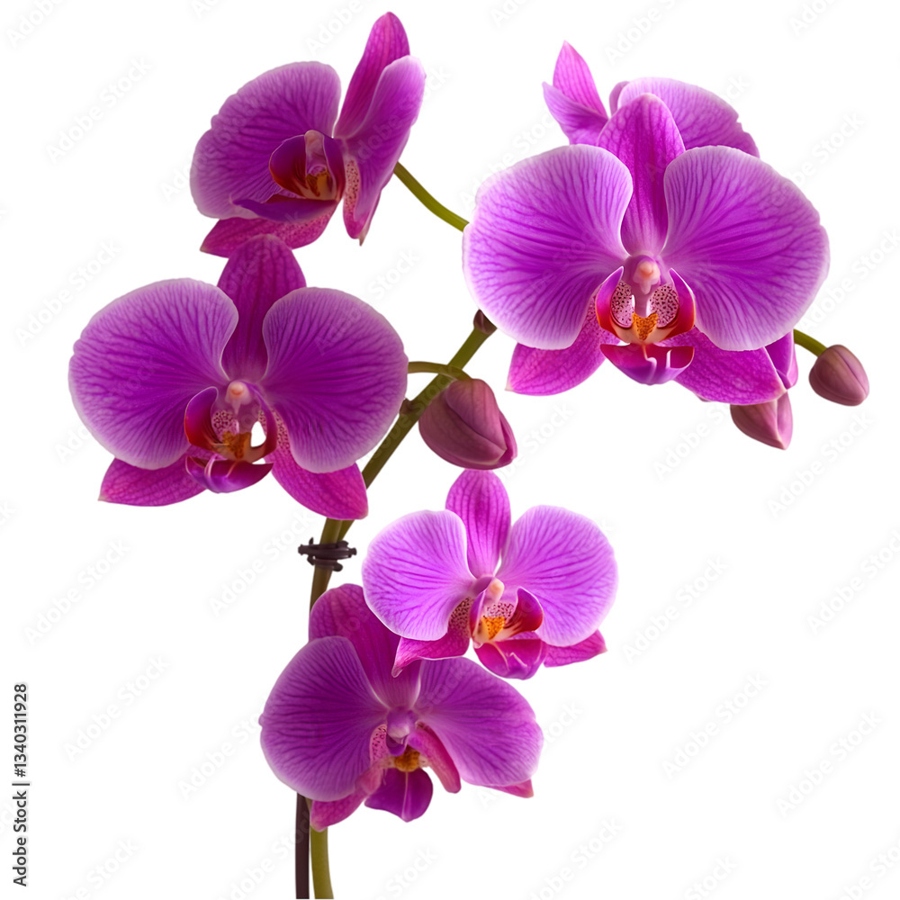 Close-up of vibrant purple orchid flowers in bloom. Close-up of vibrant purple orchid flowers in bloom.