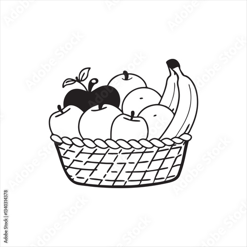  Fruit Busket Vector illustration isolated on White