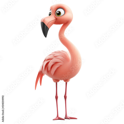 pink flamingo isolated on white background.