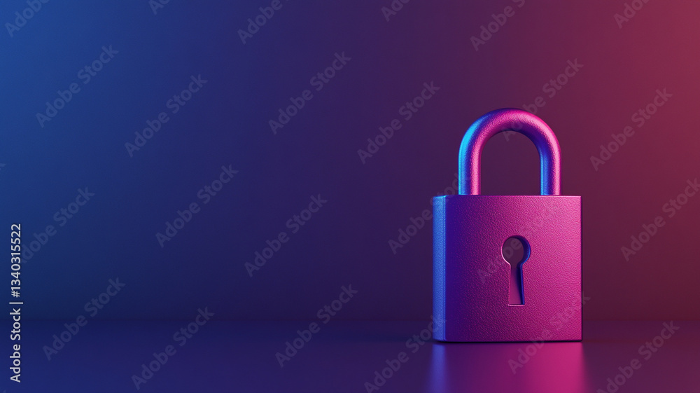 vibrant image of purple padlock on gradient background symbolizes cybersecurity and data protection. lock represents privacy and security in digital context vibrant image of purple padlock on gradient background symbolizes cybersecurity and data protection. lock represents privacy and security in digital context