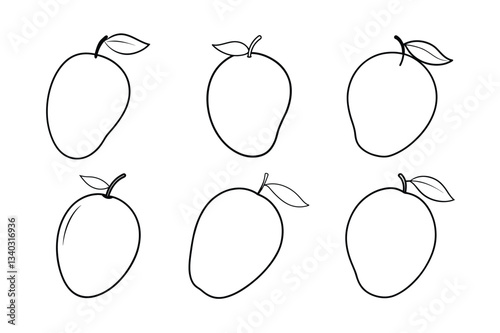 Mango – Mangifera indica line art vector illustration