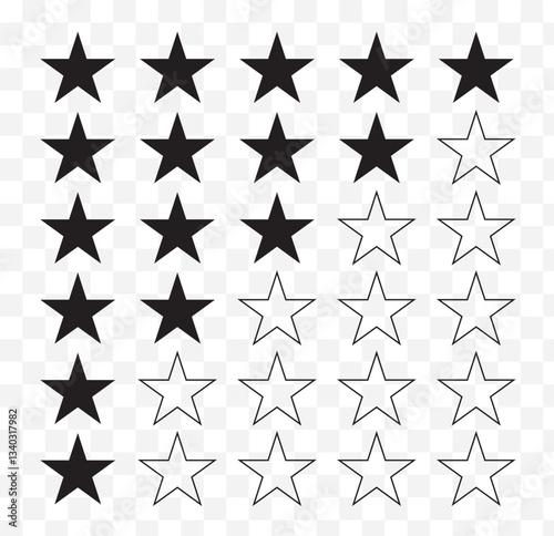 Star rate icons set. Customer Ratting icon. Flat and realistic style. Five stars quality rating icon. Vector illustration. EPS 10