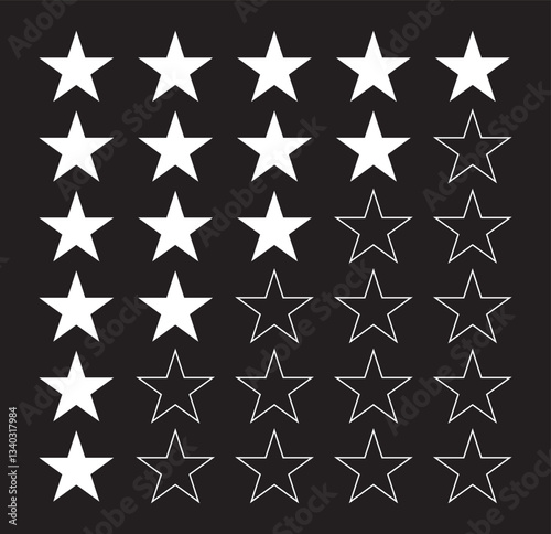 Star rate icons set. Customer Ratting icon. Flat and realistic style. Five stars quality rating icon. Vector illustration. EPS 10