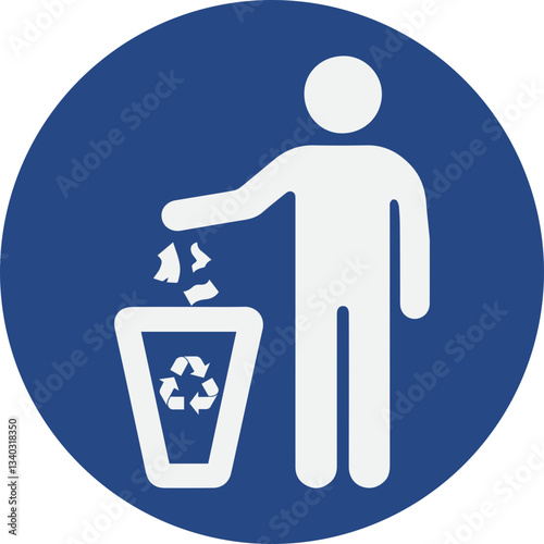 Waste Disposal Instruction Icon – Proper Trash and Recycling Symbol