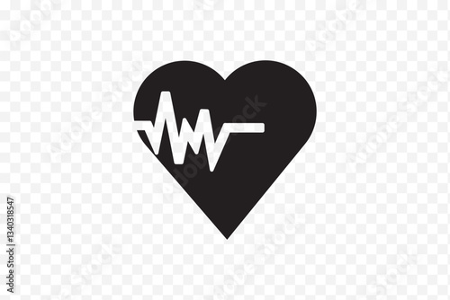 Red Heart rate icon with sign Heartbeat. Vector illustration. Heart sign in flat design. Medical symbols. Heart pulse cardiogram, medical background. Digital painting doodle style in vector. 