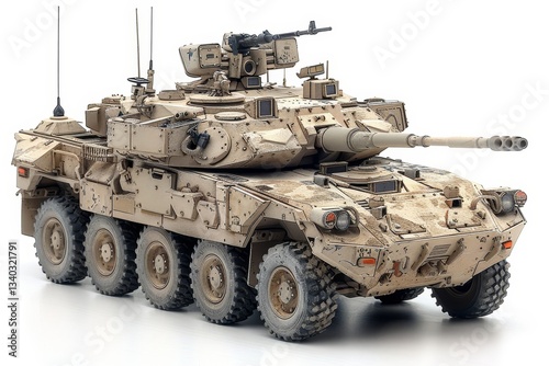 Isolated image of a bradley armored vehicle displayed prominently against a clean white background
