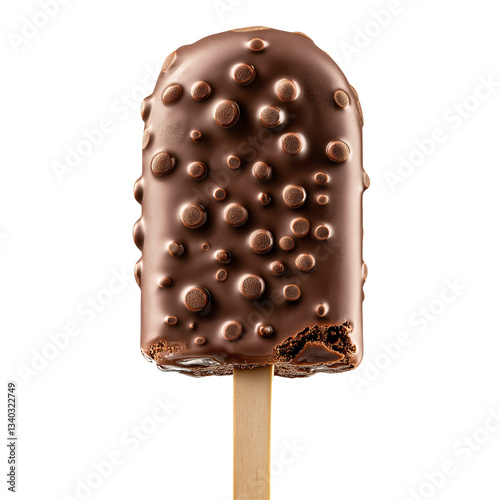 Indulgent Chocolate Popsicle: Gourmet Milk Ice Cream with Crunchy Coating - Perfect Frozen Dessert for Summer