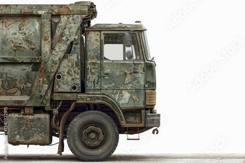 Isolated image of a garbage truck on a clean white background for clear visual presentation