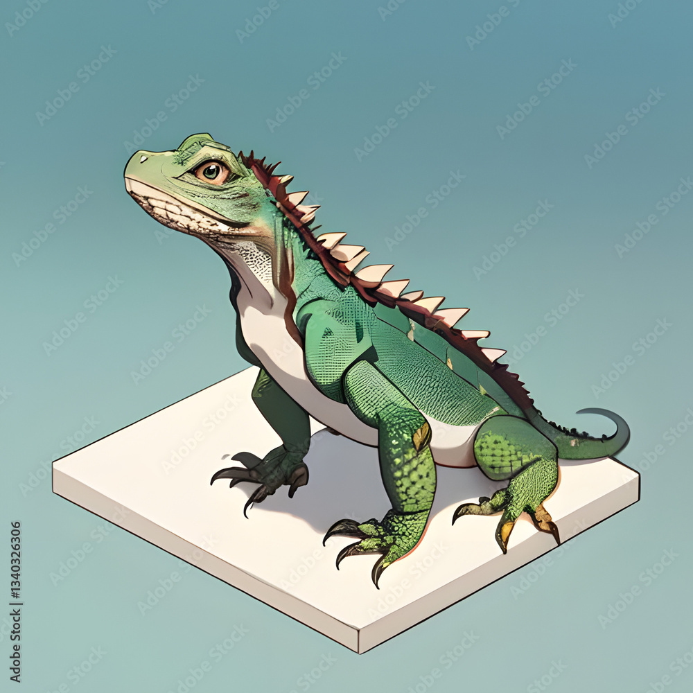Fototapeta premium green iguana on a branch