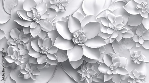 Elegant White Floral Background with Soft Petal Texture - Minimalist Photography and Artistic Design for Tranquil Spring Decor