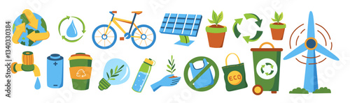 Set of Earth Day Essentials Illustrations