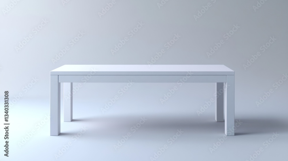 Empty white table in a plain studio setting.  Possible use product display