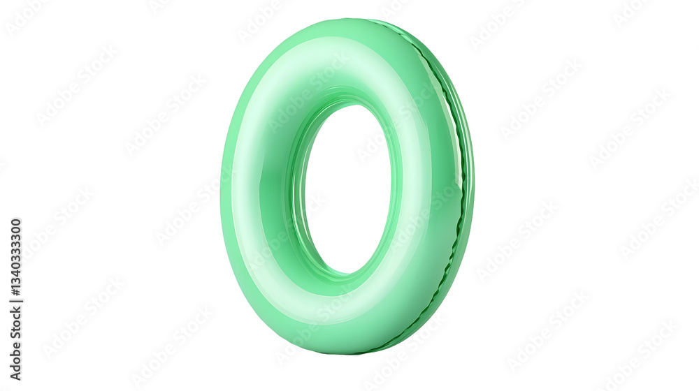 A glossy luminescent green balloon in the shape of a smooth rounded ring or circular shape isolated on a transparent background A glossy luminescent green balloon in the shape of a smooth rounded ring or circular shape isolated on a transparent background
