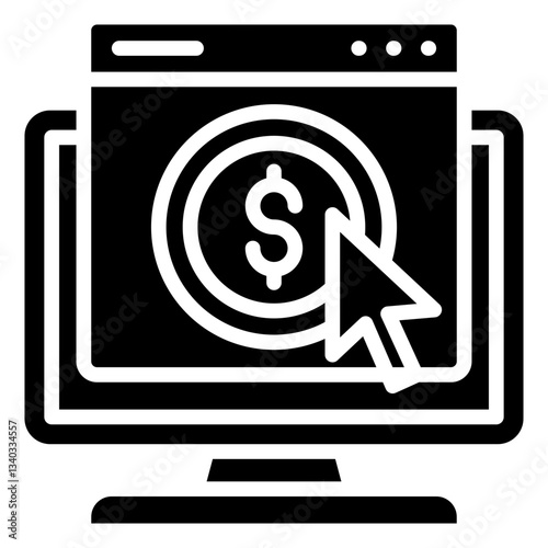 Cost Per Click Glyph Icon, Digital Marketing