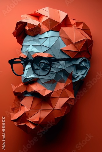 Contemporary paper art santa claus with glasses  a unique christmas greeting card for holiday crafts
