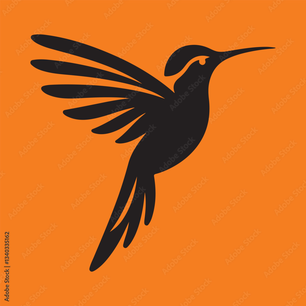 Obraz premium minimal vector illustration silhouette of hummingbird