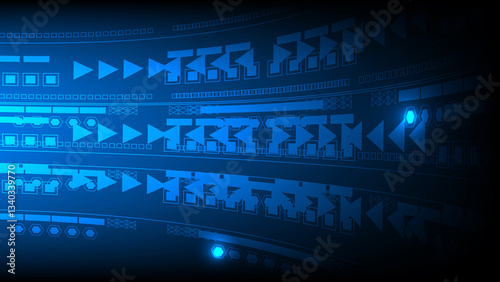 Futuristic Blue Data Stream Abstract Technology Background with Geometric Patterns