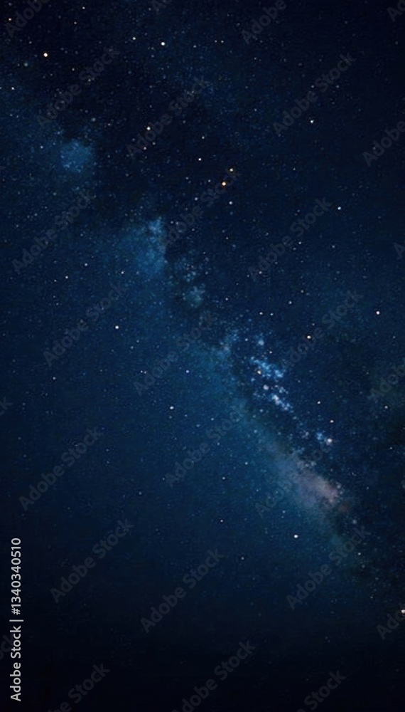 Fototapeta premium Dark night sky with sparkling stars against black background, celestial, astronomy