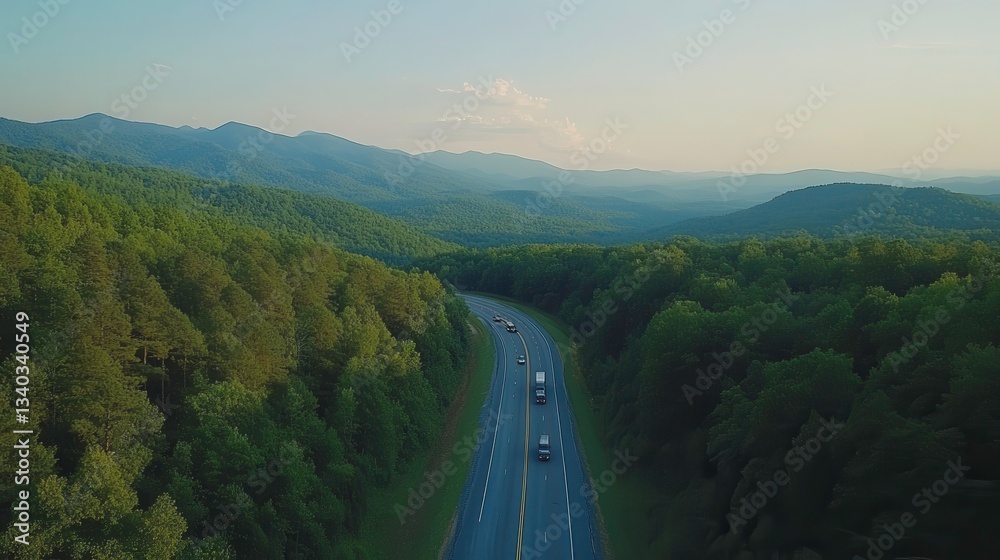Fototapeta premium Scenic drive through majestic mountains appalachian region aerial view nature landscape photography