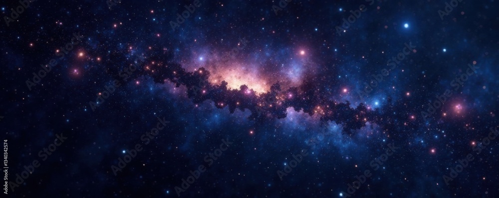 Fototapeta premium Deep space with twinkling stars against black background, galaxy, black, nightsky