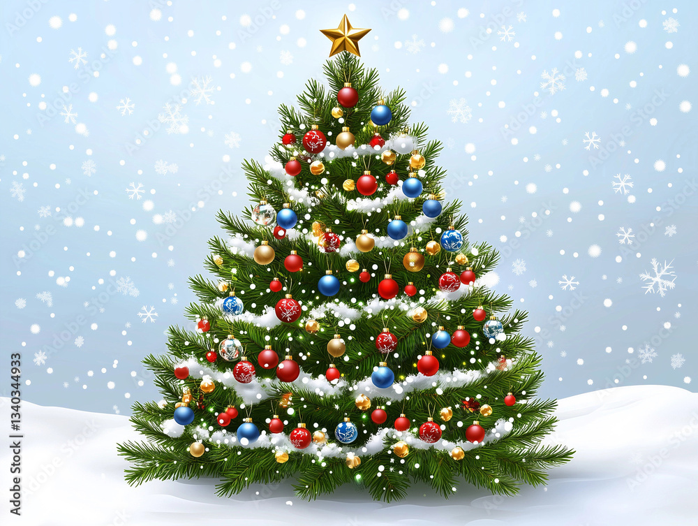 Fototapeta premium Cozy Christmas tree corner, warm and inviting background.