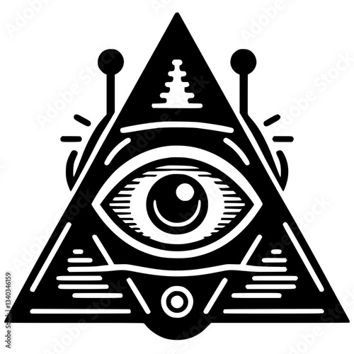 Silhouette of one-eyed triangle robot