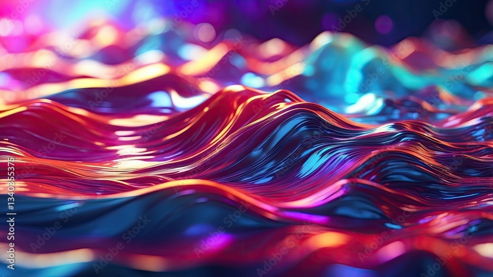 Fototapeta premium Abstract digital representation of flowing light waves in vibrant colors,