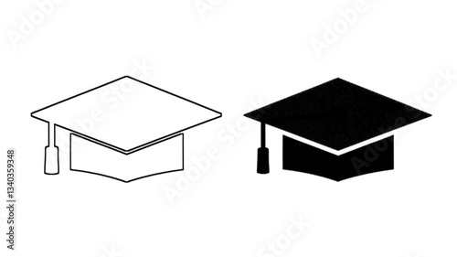 Graduation cap icon. line and glyph version, student hat outline and filled vector sign. Academic cap linear and full pictogram. Education symbol, logo illustration. Different style icons set