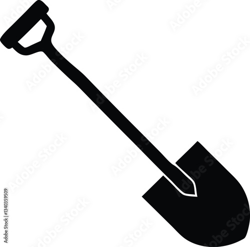 Shovel silhouette vector, Garden shovel icon vector