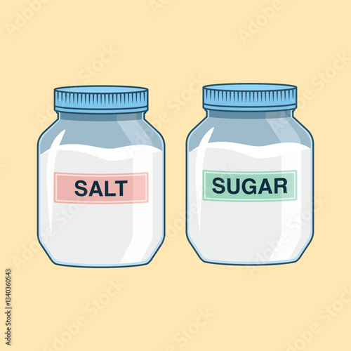 Fotografie Salt and sugar in a jar vector design