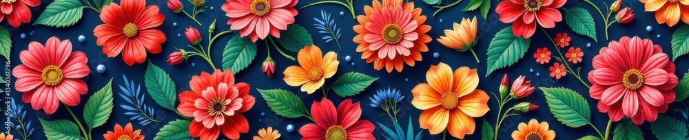 Fototapeta premium Intricate floral patterns with calligraphic elements, flowers, art
