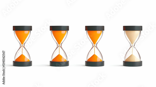 Four Elegant Hourglasses Displaying Time in Various Stages