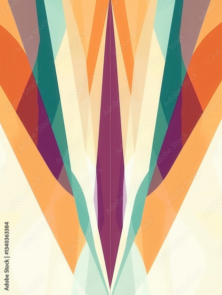 Abstract Geometric Art Warm and Cool Tones in a Symmetrical V Shape Design Abstract Geometric Art Warm and Cool Tones in a Symmetrical V Shape Design