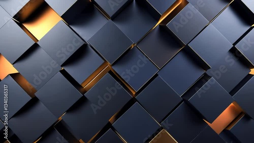 Abstract geometric pattern of dark blue and gold squares