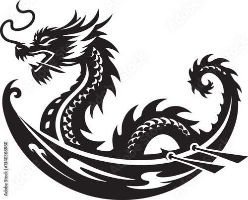 Dragon boat silhouette vector