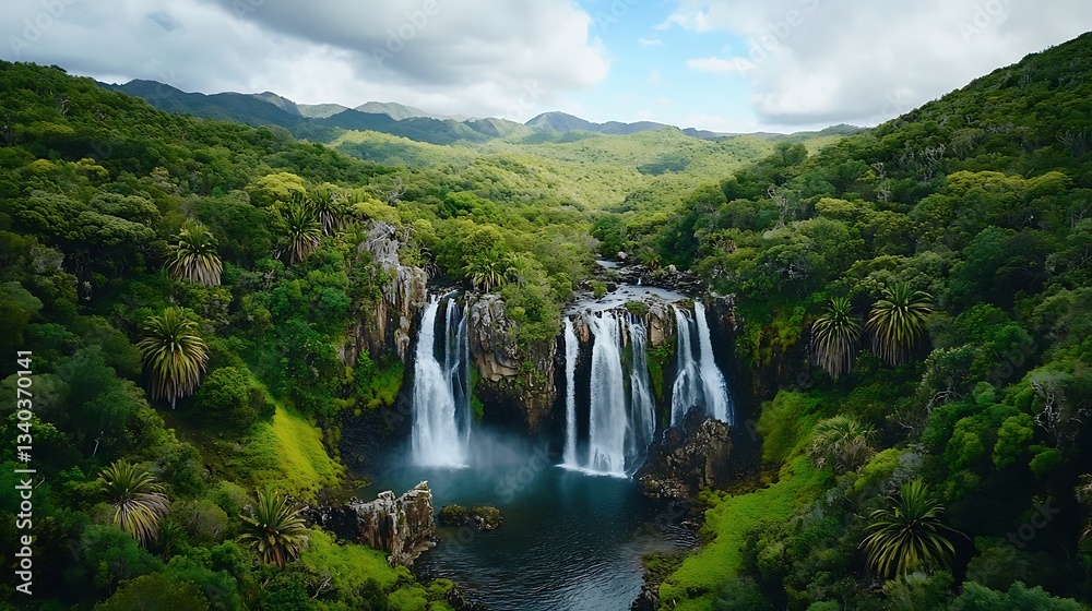 Obraz premium Unveiling a tropical waterfall adventure guide to nature photography in a serene jungle