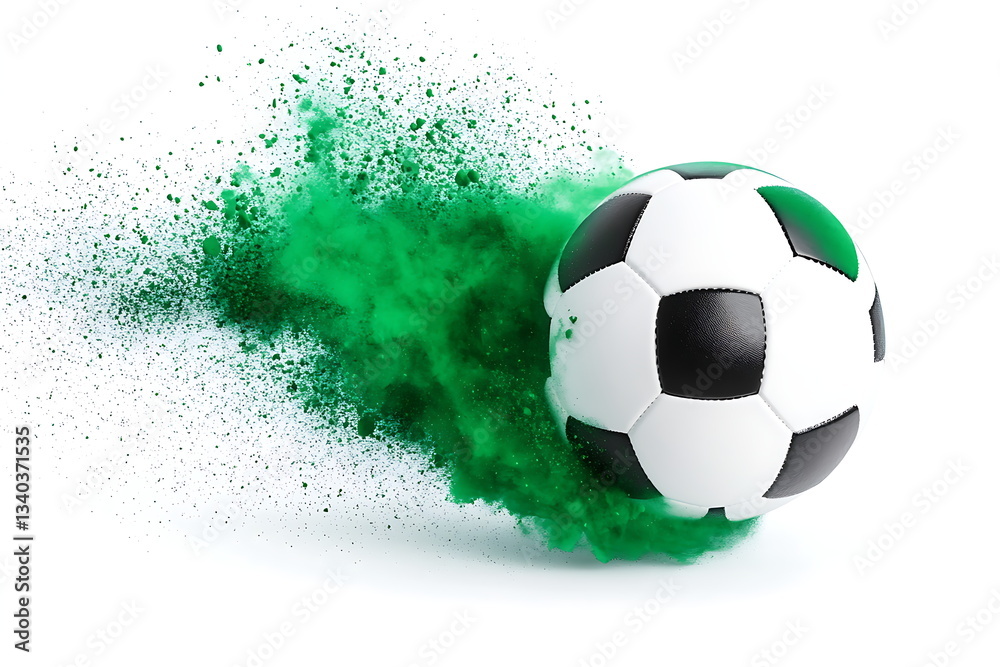 Naklejka premium soccer ball with green smoke coming out