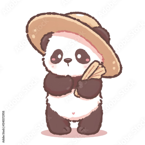 Cute Panda Bear with Hat Illustration