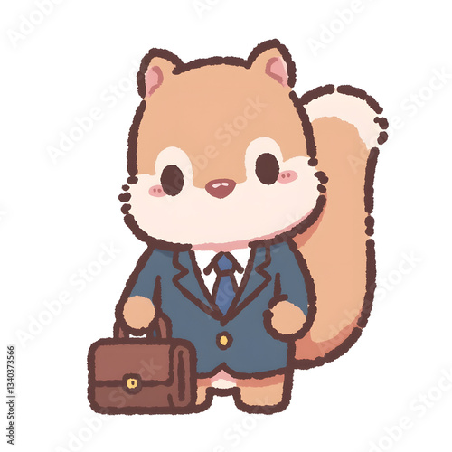 Cartoon Squirrel in Business Suit with Briefcase