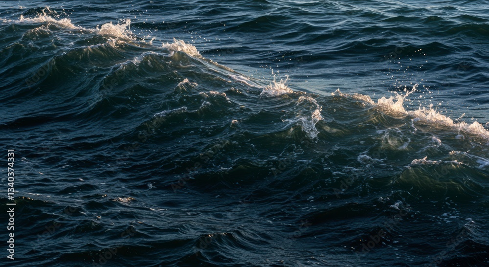 Obraz premium Dramatic Ocean Waves Crashing Dark Blue Water Texture Seascape Photography