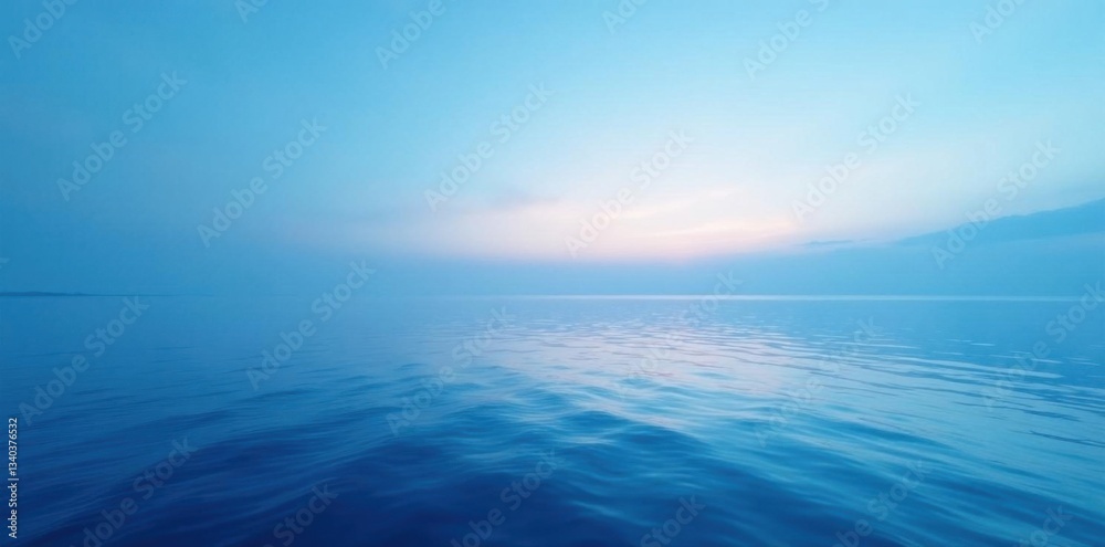 Obraz premium Calming oceanic landscape with gradient transition from navy blue to pale blue , gradient, sky, waves