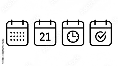 Calendar Icon collection. Set of calendar symbols. Meeting Deadlines icon. Time management .Appointment schedule flat icon icon